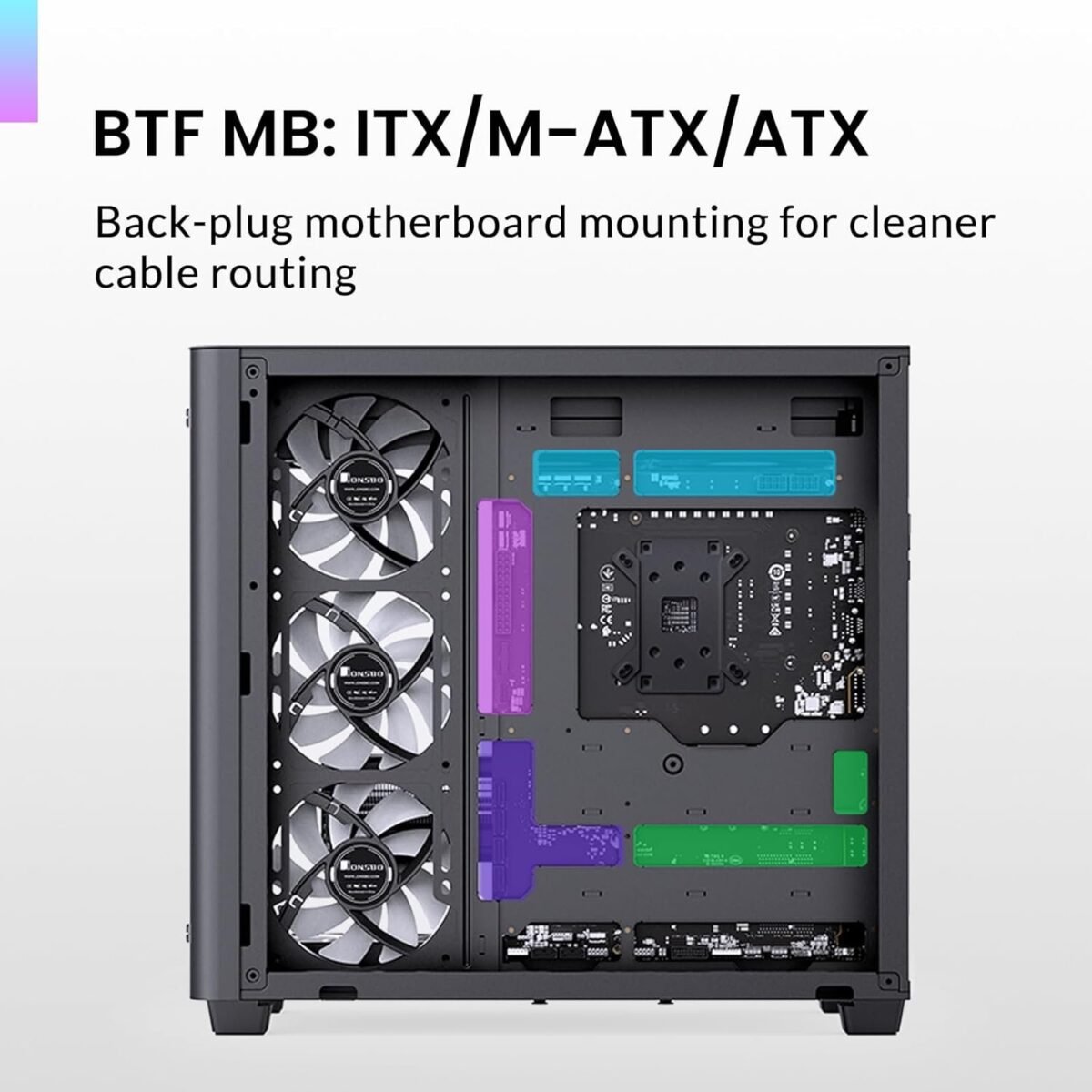 JONSBO TK-3 Black  ATX Mid Tower Pc Case With One-Piece Curved Glass - Image 8