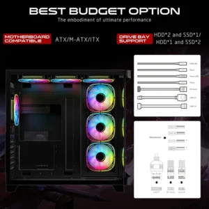 eer-1.webp Game ON Gaming PC Case – ATX/M-ATX/ITX ARGB Pre-Installed Fans