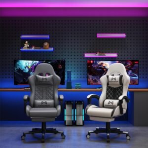 Gaming Chair, 400 lbs Adult Chair, High Back Computer Chair with Footrest and Linked Armrests, Office Video Game Chair with Lumbar Support