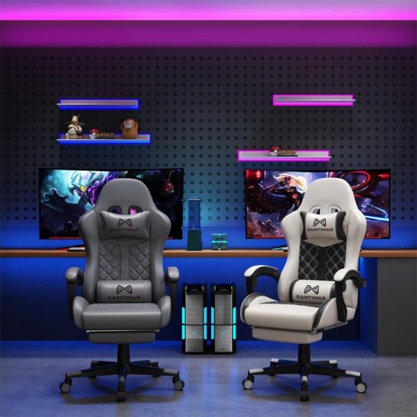 Gaming Chair, 400 lbs Adult Chair, High Back Computer Chair with Footrest and Linked Armrests, Office Video Game Chair with Lumbar Support