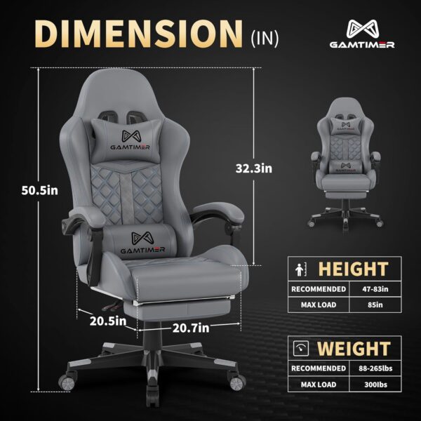 Gaming Chair, 400 lbs Adult Chair, High Back Computer Chair with Footrest and Linked Armrests, Office Video Game Chair with Lumbar Support