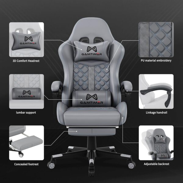 Gaming Chair, 400 lbs Adult Chair, High Back Computer Chair with Footrest and Linked Armrests, Office Video Game Chair with Lumbar Support