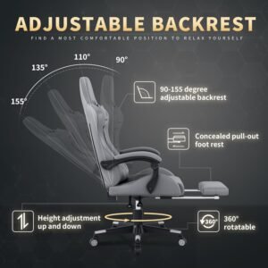 Gaming Chair, 400 lbs Adult Chair, High Back Computer Chair with Footrest and Linked Armrests, Office Video Game Chair with Lumbar Support