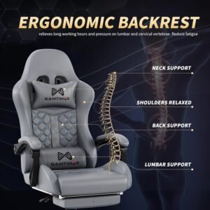 Gaming Chair, 400 lbs Adult Chair, High Back Computer Chair with Footrest and Linked Armrests, Office Video Game Chair with Lumbar Support