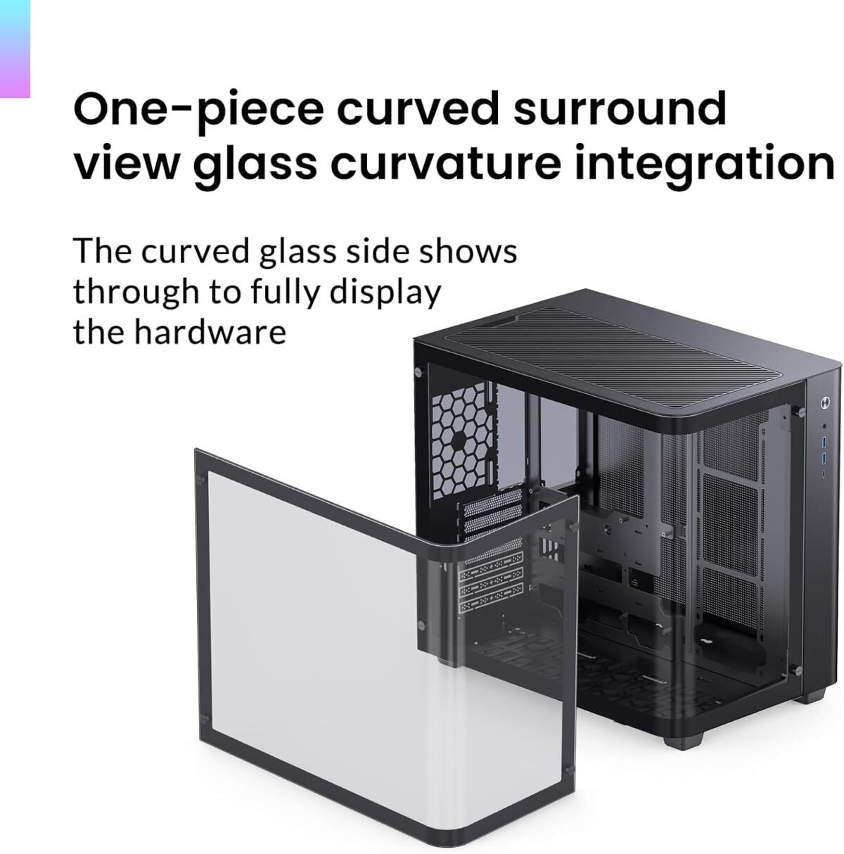 JONSBO TK-3 Black  ATX Mid Tower Pc Case With One-Piece Curved Glass - Image 3