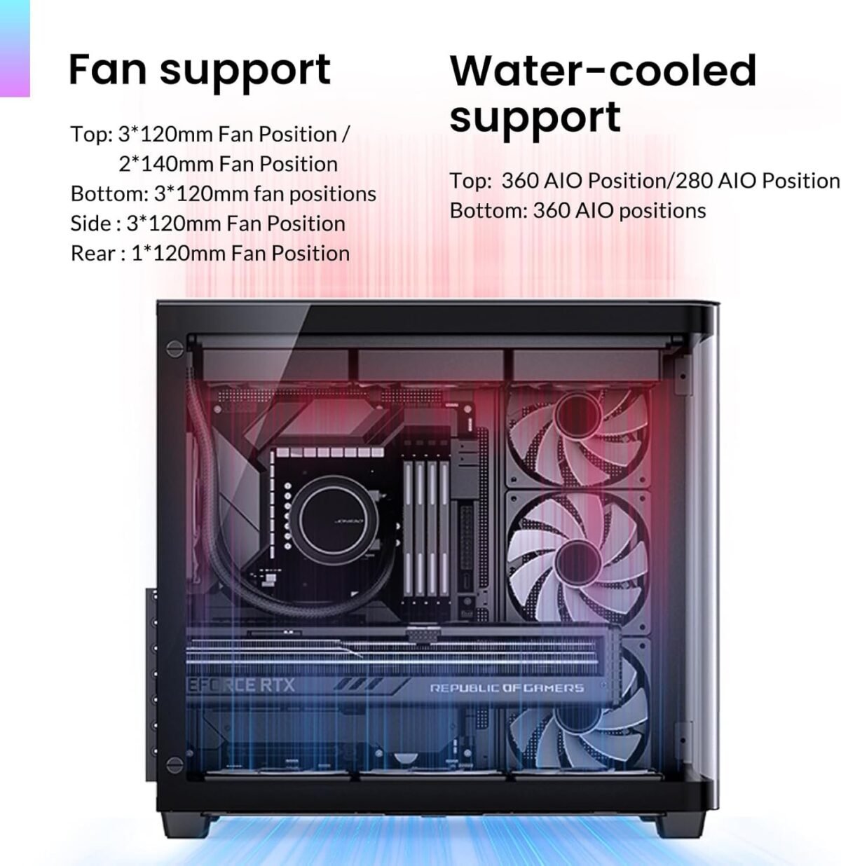 JONSBO TK-3 Black  ATX Mid Tower Pc Case With One-Piece Curved Glass - Image 4