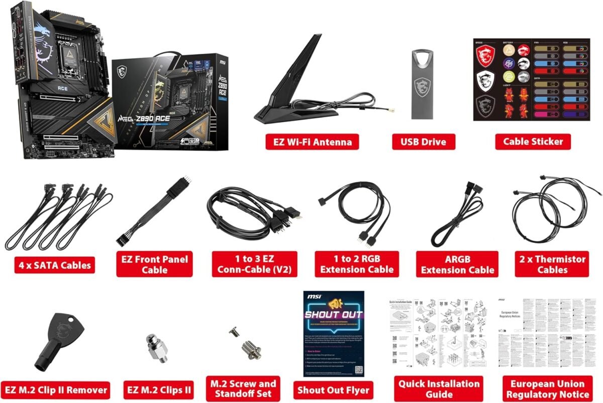 MSI MEG Z890 ACE Gaming Motherboard  Intel Processors, LGA 1851, DDR5, PCIe 5.-Support Core Ultra Series 2 - Image 4