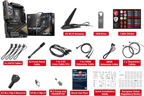 MSI MEG Z890 ACE Gaming Motherboard  Intel Processors, LGA 1851, DDR5, PCIe 5.-Support Core Ultra Series 2