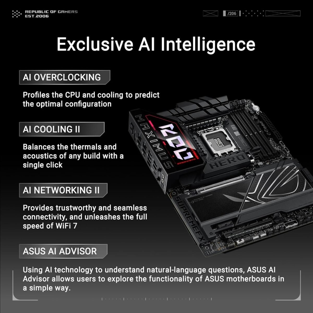 ASUS ROG Maximus Z890 Hero Intel Z890 LGA 1851 ATX Motherboard, Advanced AI PC-Ready, 22+2+1+2 Stages, DDR5, WiFi 7, 3X PCIe® 5.0 - Image 3
