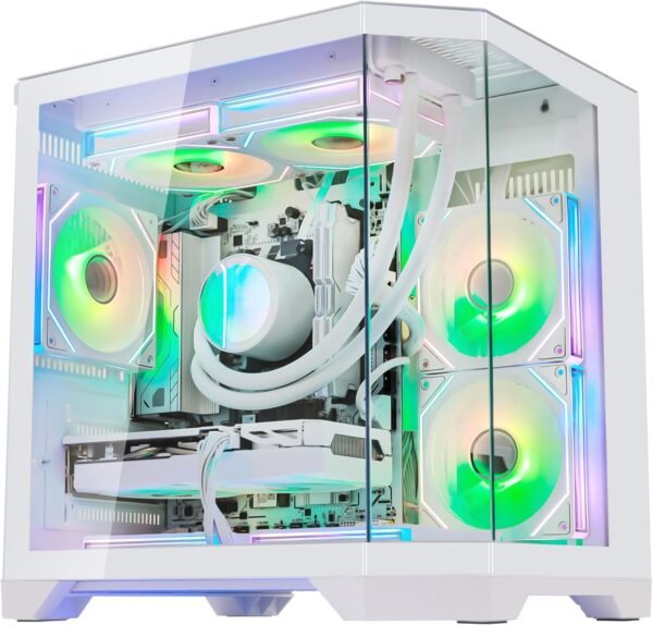 LXZ Desktop PC Computer Ryzen 5-5600GT, 16G DDR4 RAM, 512G NVME SSD, Tower Computer with Wi-Fi