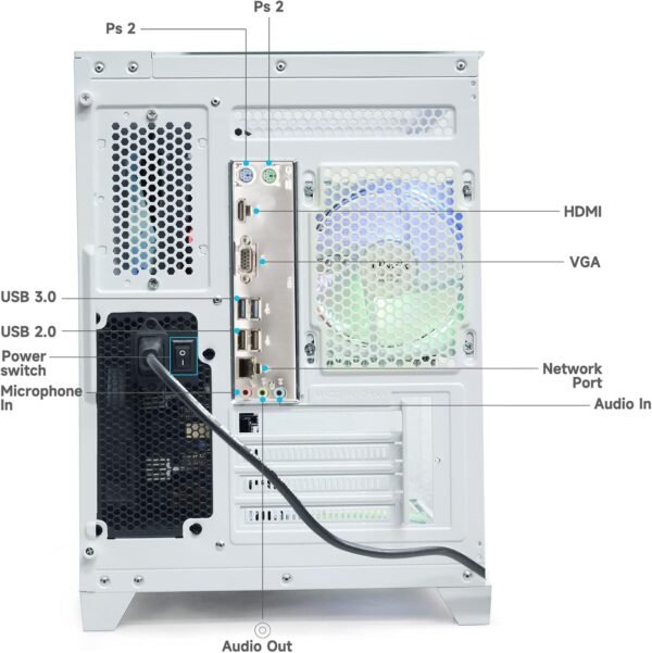 LXZ Desktop PC Computer Ryzen 5-5600GT, 16G DDR4 RAM, 512G NVME SSD, Tower Computer with Wi-Fi