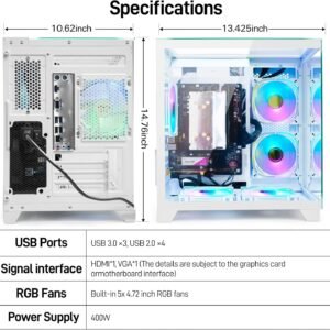 LXZ Desktop PC Computer Ryzen 5-5600GT, 16G DDR4 RAM, 512G NVME SSD, Tower Computer with Wi-Fi
