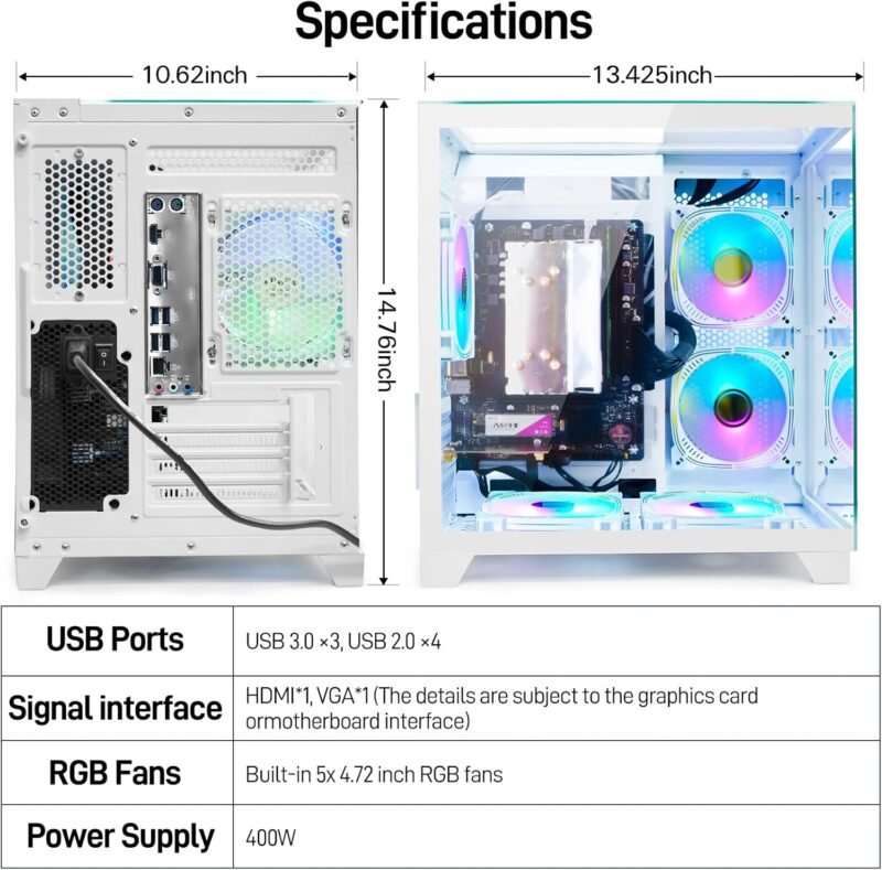 LXZ Desktop PC Computer Ryzen 5-5600GT, 16G DDR4 RAM, 512G NVME SSD, Tower Computer with Wi-Fi