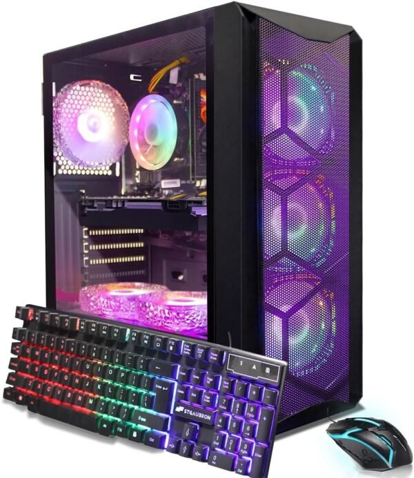STGAubron Gaming PC Computer Desktop, Intel Core i7 8th Gen up to 4.1GHz, GeForce RTX 3050 6G, 16G DDR4, 1T SSD, WiFi 6