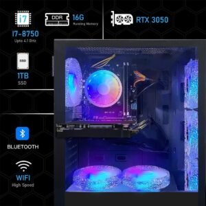 STGAubron Gaming PC Computer Desktop, Intel Core i7 8th Gen up to 4.1GHz, GeForce RTX 3050 6G, 16G DDR4, 1T SSD, WiFi 6