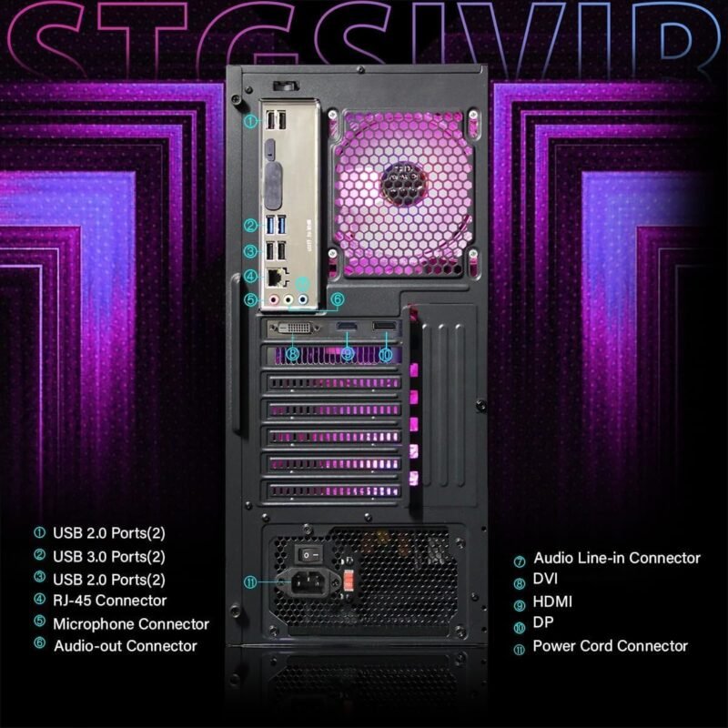 STGAubron Gaming PC Computer Desktop, Intel Core i7 8th Gen up to 4.1GHz, GeForce RTX 3050 6G, 16G DDR4, 1T SSD, WiFi 6