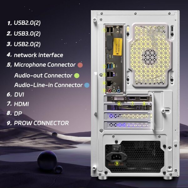 STGAubron Gaming PC Desktop, Radeon RX 580 16G GDDR5, Intel 10th Gen G5905 3.5G, 16G DDR4, 1T SSD, WiFi, BT 5.0