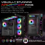 Game ON Gaming PC Case – ATX/M-ATX/ITX ARGB Pre-Installed Fans - Image 3