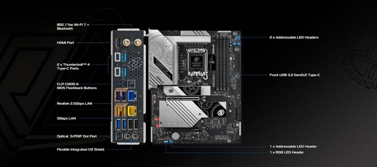 ASRock Z890 Taichi Lite Intel Core Ultra LGA1851 RL-ILM WiFi7 ATX Motherboard DDR5 9200 MHz 256 GB PCIe 5.0 - Image 5