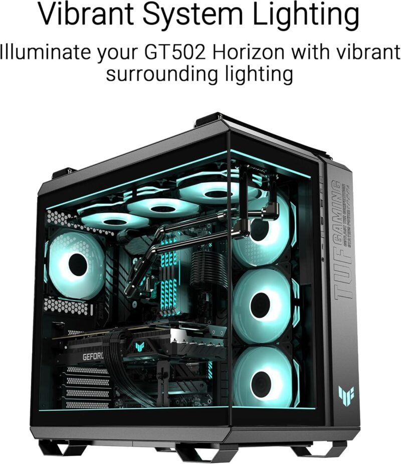 tuf1 Asus TUF Gaming GT502 Horizon With Pre-Installed ARGB Fans Black Modular ATX Dual Chamber Case