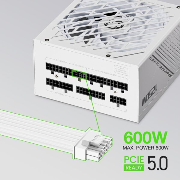 GAMEMAX Rampage Series, 1250W, Full Modular Power Supply, ATX 3.1 & PCIE 5.1 Ready, 80 Plus Platinum Certified