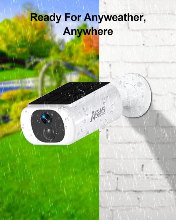 ANRAN 2K Solar Security Camera Wireless Outdoor with Built-in Solar Panel