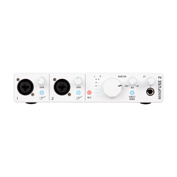Arturia MiniFuse 2 USB Audio & MIDI Interface for Recording Production Podcasting Guitar White