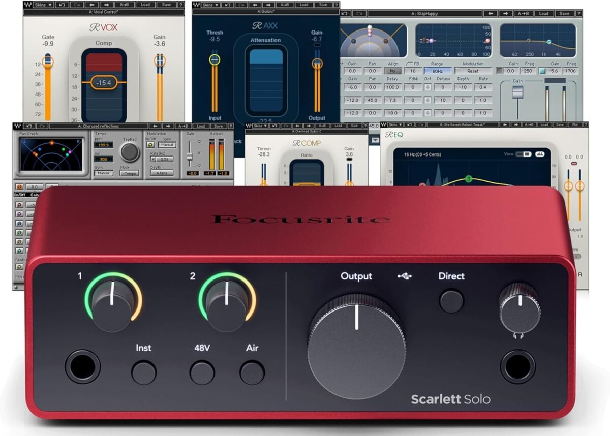 AudioDeluxe Focusrite Scarlett Solo 4th Gen USB Audio Interface and Waves Musicians 2 Bundle - Image 4