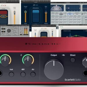 AudioDeluxe Focusrite Scarlett Solo 4th Gen USB Audio Interface and Waves Musicians 2 Bundle