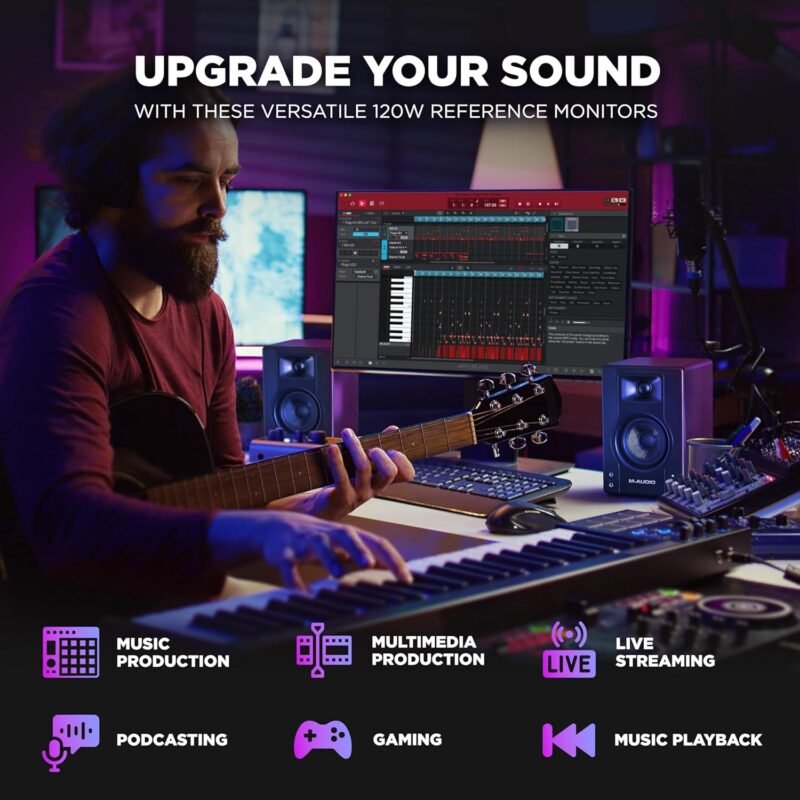 M-AUDIO BX3 Pair 3.5" 120W Studio Monitors HD PC Speakers for Recording