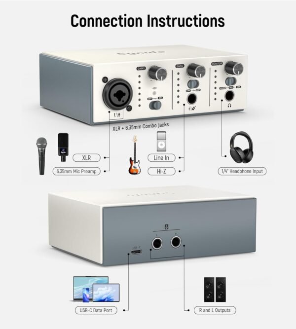 Synido Solo Music Recording USB Interface for Audio, Podcast
