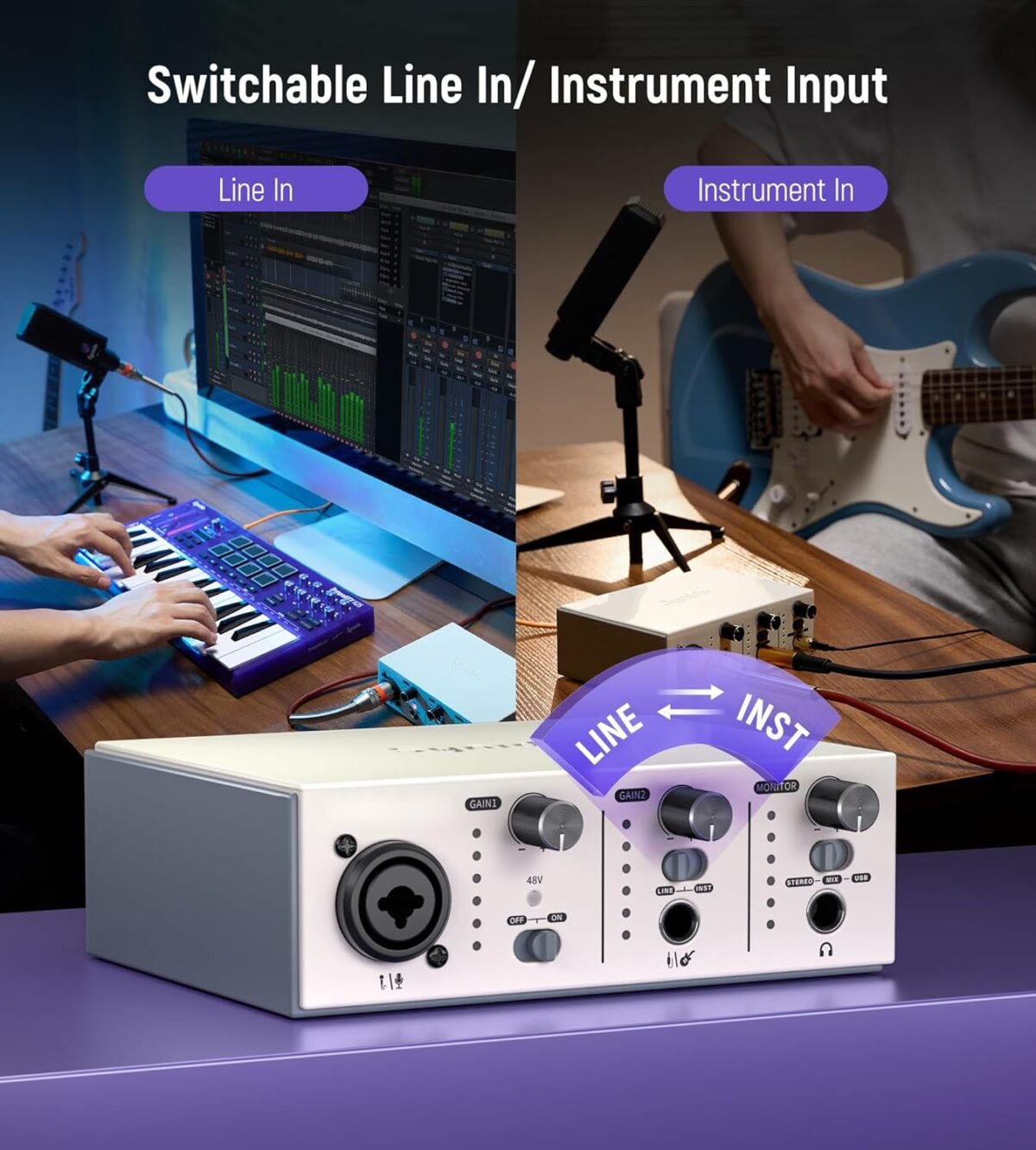 Synido Solo Music Recording USB Interface for Audio, Podcast - Image 7