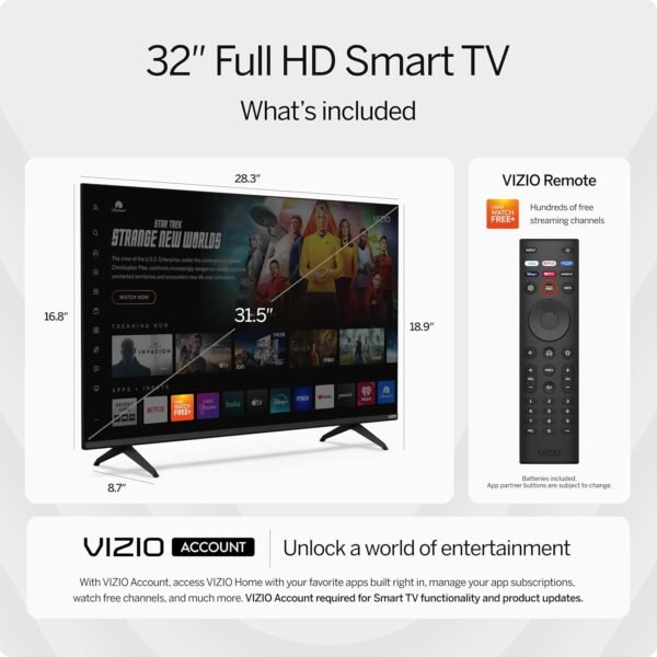 VIZIO 32-inch Full HD 1080p Smart TV VFD32M-08 New with Built in Google Cast