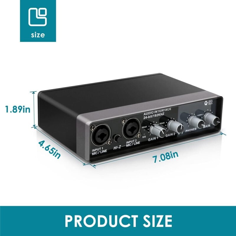 YOUSHARES USB Audio Interface for Recording Music, AudioBox Mic Preamps 48v 2 Channel for Streaming