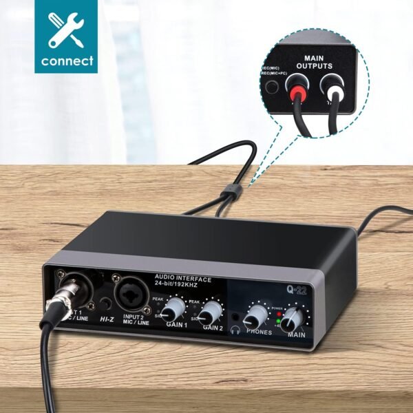 YOUSHARES USB Audio Interface for Recording Music, AudioBox Mic Preamps 48v 2 Channel for Streaming