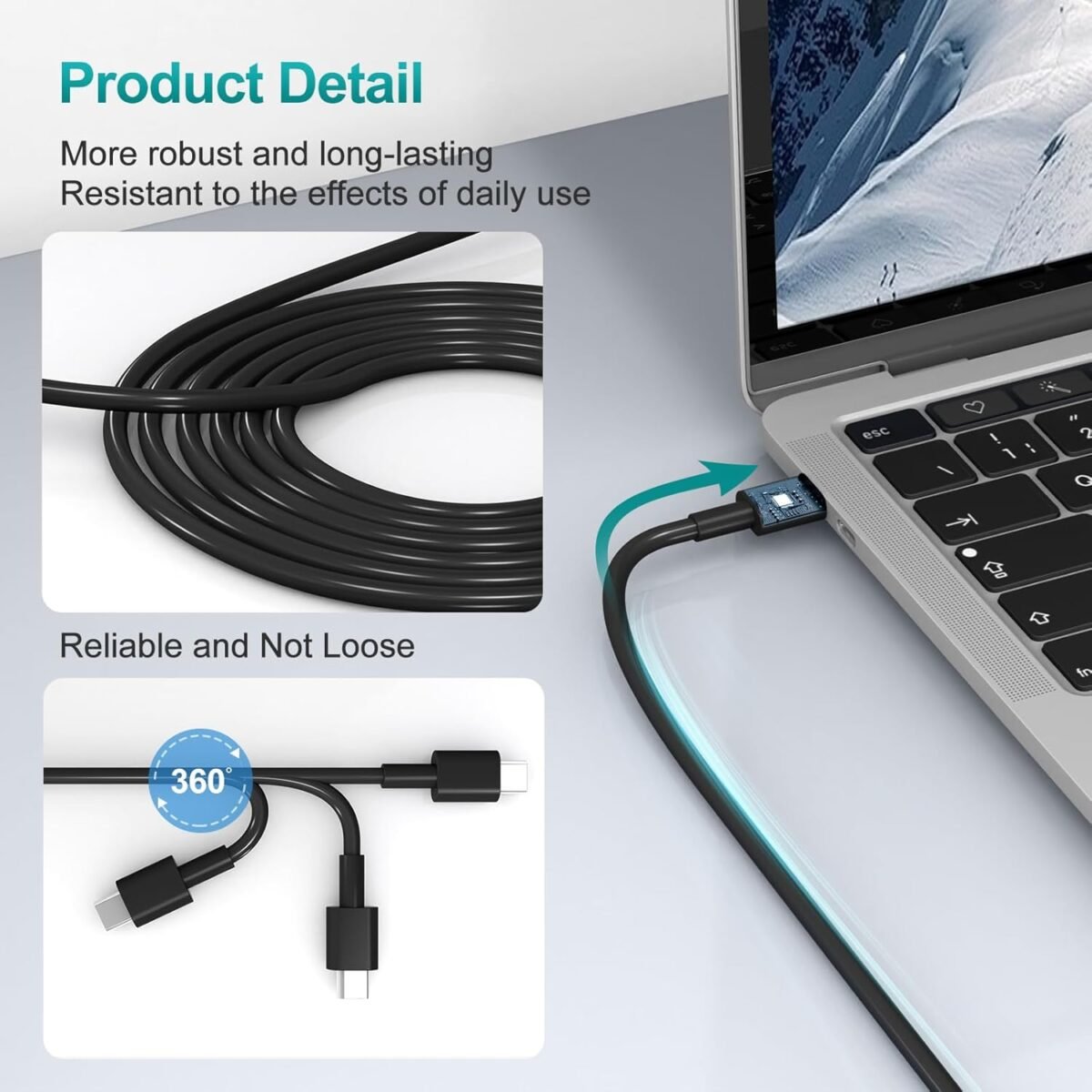 Boyunenge 65W Laptop Fast USB Type C Charger Compatible with Dell 2-in-1 XPS 13 15, Inspiron 16 & Dell Latitude 5320, 5520, 5530,  7200 7320 7330 - Image 4