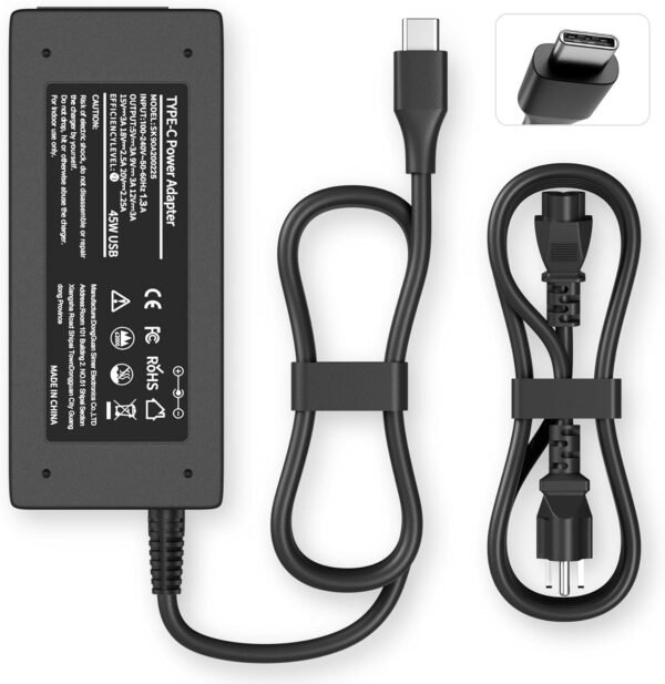 INEXEWOC Laptop USB Type C Charger 45W Compatible with hp chromebook/Spectre X360, Lenovo ThinkPad/Yoga, Dell Chromebook/Latitude, Acer, Asus, Samsung, Google Series Universal Chromebook