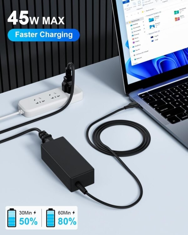 INEXEWOC Laptop USB Type C Charger 45W Compatible with hp chromebook/Spectre X360, Lenovo ThinkPad/Yoga, Dell Chromebook/Latitude, Acer, Asus, Samsung, Google Series Universal Chromebook