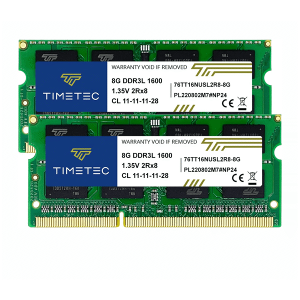 Timetec 16GB KIT(2x8GB) DDR3L/DDR3 2Rx8 Dual Rank 204 Pin SODIMM Laptop/Notebook RAM 1600MHz(DDR3L-1600) PC3L-12800 Non-ECC Unbuffered 1.35V/1.5V CL11