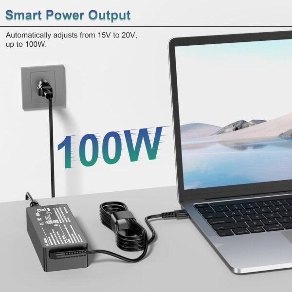 100W Fast PD 3.0 Type C Power Adapter with 6.6ft Cable, Universal Compatible with Lenovo Thinkpad HP MacBook Dell Asus Acer and All USB-C Device