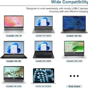 100W Fast PD 3.0 Type C Power Adapter with 6.6ft Cable, Universal Compatible with Lenovo Thinkpad HP MacBook Dell Asus Acer and All USB-C Device