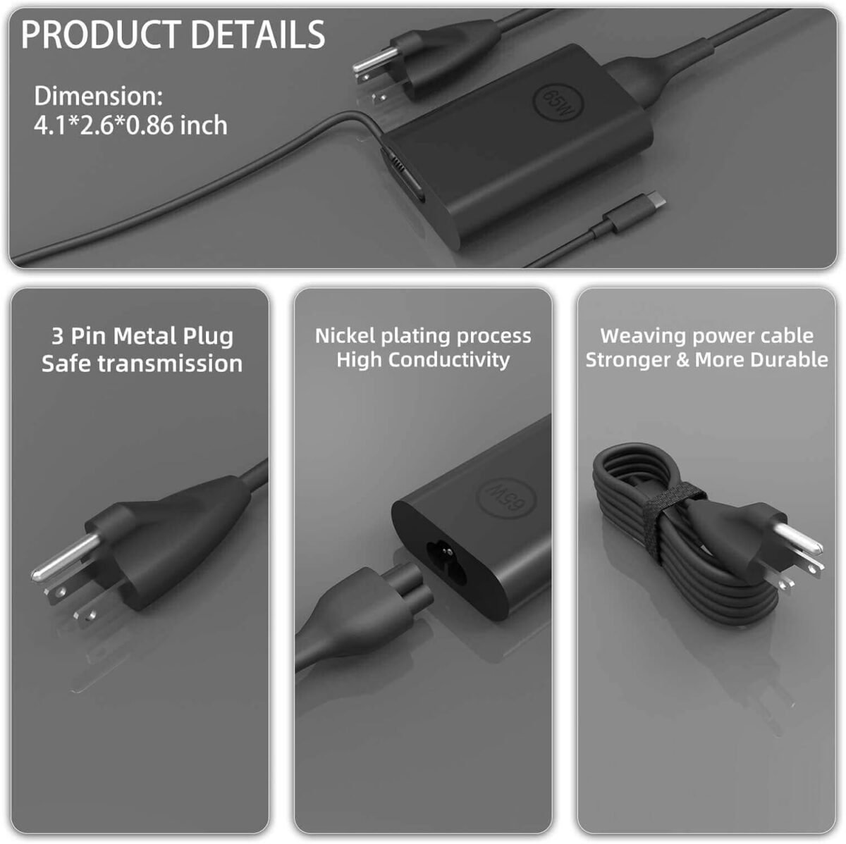 YOXYDIF 65W 45 Watt AC Adapter USB C Compatible with Dell Latitude 5420 7420 5540 5440 3540 7440 5450 5430 5520 5530 7430 E5430 - Image 5