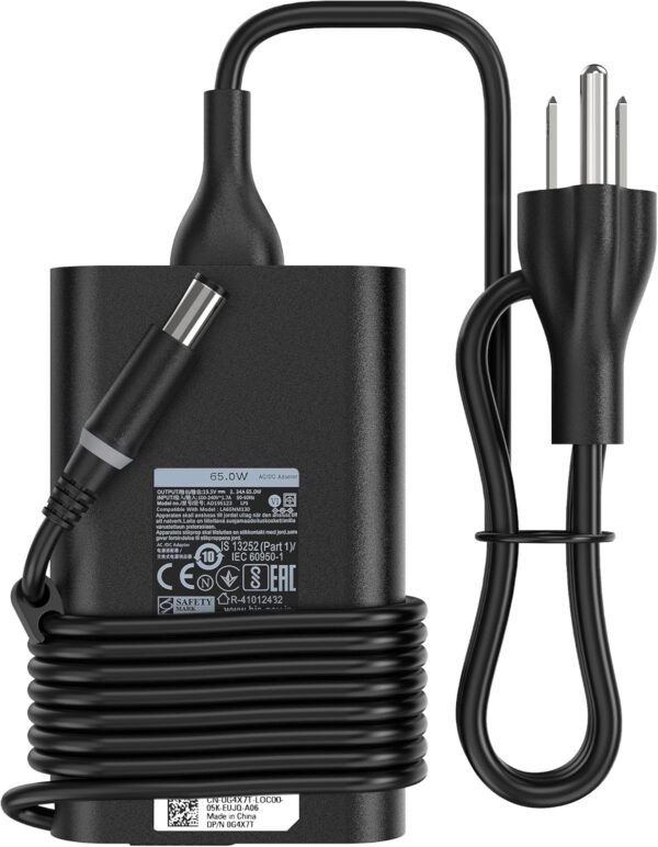 65W  LA65NM130 19.5V 3.34A AC Adapter 7.4 * 5.0mm Compatible with dell Latitude 5400 5480 5490 5590 5290 E5470, 7480 7490 E7250 7290 Laptop Charger