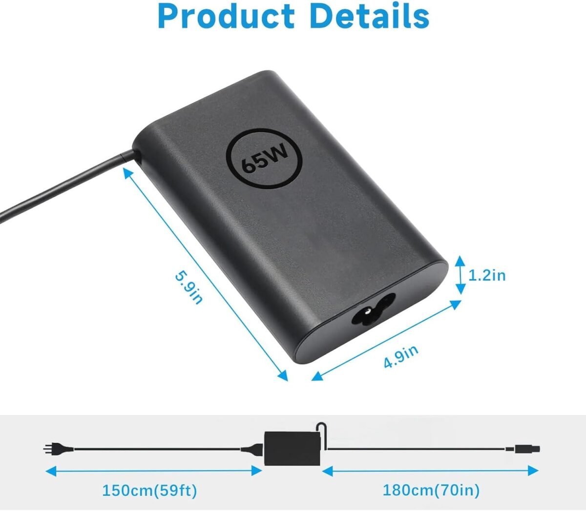65W  LA65NM130 19.5V 3.34A AC Adapter 7.4 * 5.0mm Compatible with dell Latitude 5400 5480 5490 5590 5290 E5470, 7480 7490 E7250 7290 Laptop Charger - Image 4