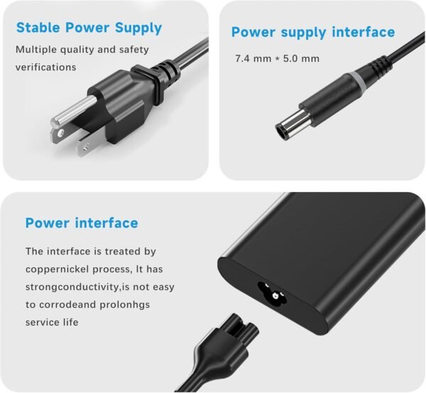 65W  LA65NM130 19.5V 3.34A AC Adapter 7.4 * 5.0mm Compatible with dell Latitude 5400 5480 5490 5590 5290 E5470, 7480 7490 E7250 7290 Laptop Charger