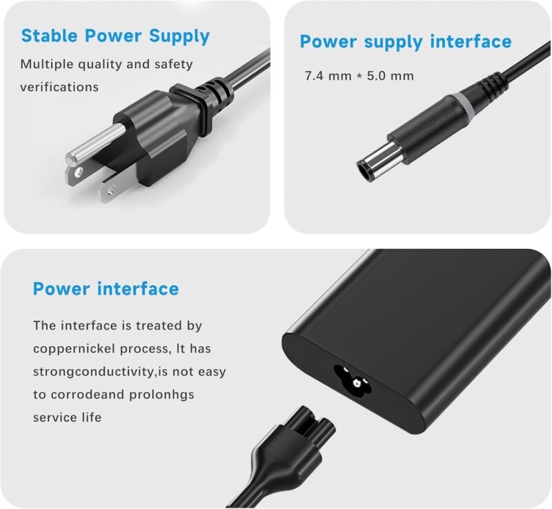 65W  LA65NM130 19.5V 3.34A AC Adapter 7.4 * 5.0mm Compatible with dell Latitude 5400 5480 5490 5590 5290 E5470, 7480 7490 E7250 7290 Laptop Charger
