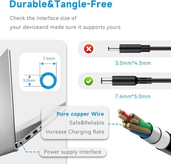 65W  LA65NM130 19.5V 3.34A AC Adapter 7.4 * 5.0mm Compatible with dell Latitude 5400 5480 5490 5590 5290 E5470, 7480 7490 E7250 7290 Laptop Charger