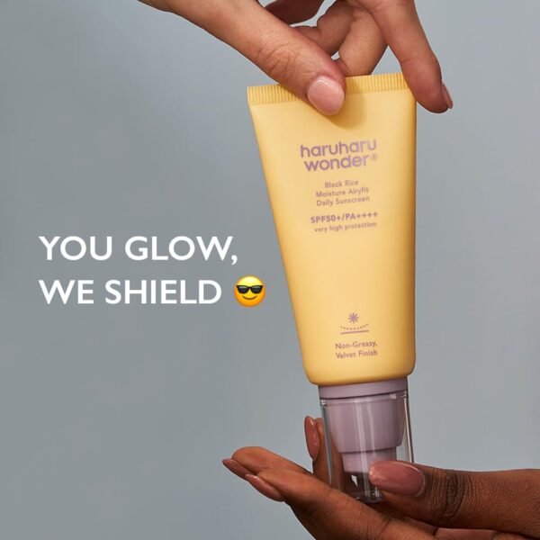 Haruharu Wonder Black Rice Moisture Airyfit Daily Sunscreen (50ml/1.69 fl.oz) – SPF50+ PA++++, Velvet Finish, No White Cast, Vegan Korean Skincare