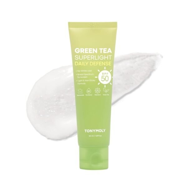 TONYMOLY Chok Chok Green Tea Watery Sunscreen SPF 50+ PA++++ - No White Cast, Lightweight Korean Face Moisturizer with Niacinamide & Hyaluronic Acid - Hydrating & Non-Greasy - 1.69 fl. oz.