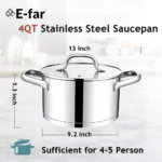 E-far 4 Quart Stock Pot with Lid, Stainless Steel - Image 7